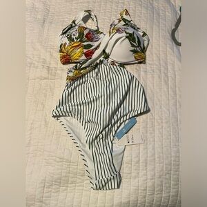 Cupshe cutout floral stripe swimsuit
